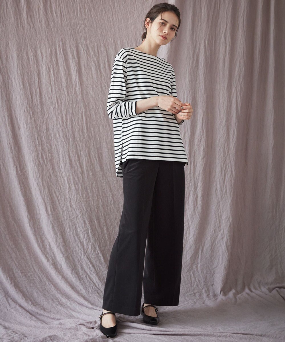 23区 【SLOW/一部店舗限定】ギザコットンボーダー ボートネックカットソー 