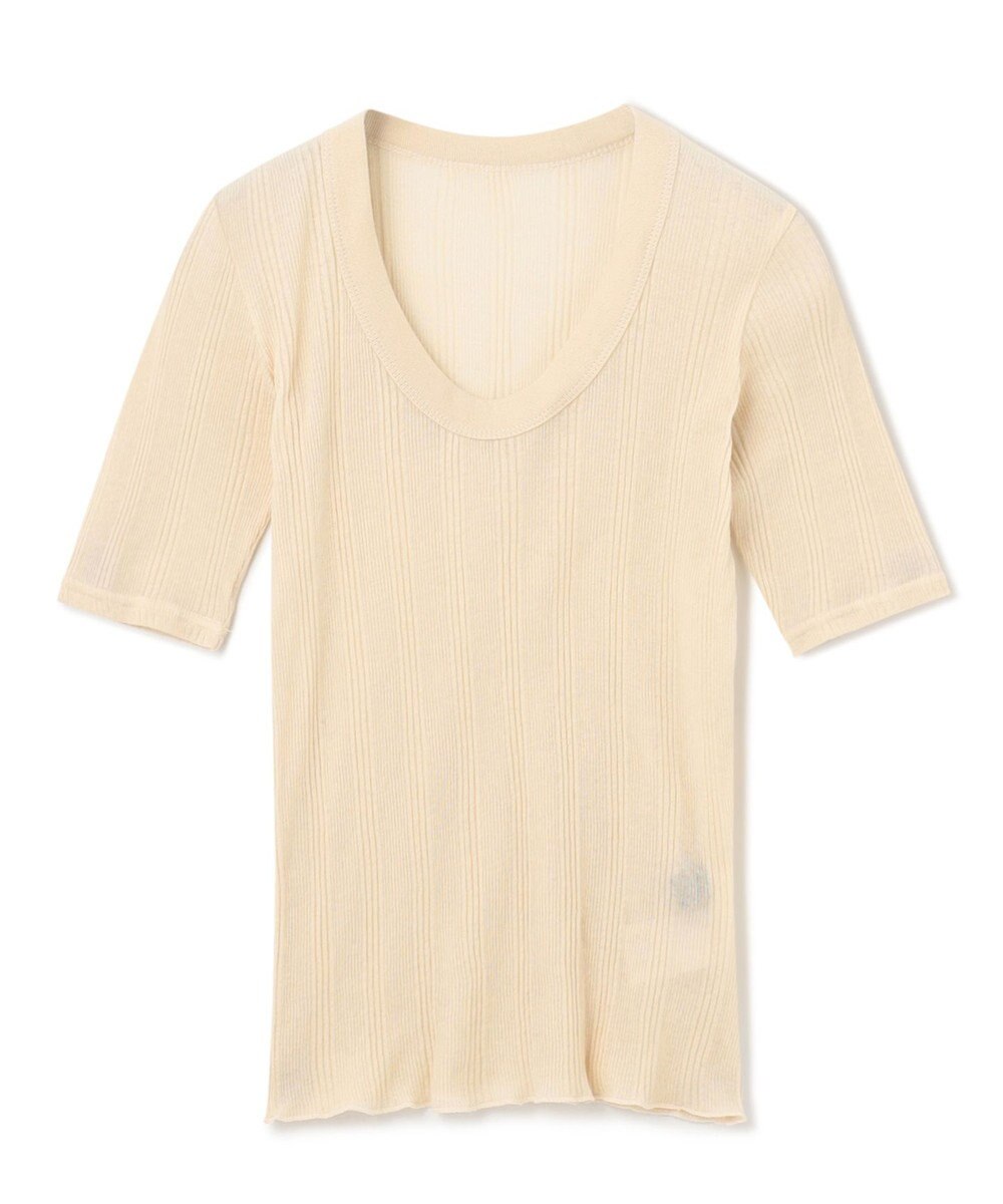 uncrave 【手洗い可】シアー ランダムリブ Uネック カットソー（uncrave STANDARD） 