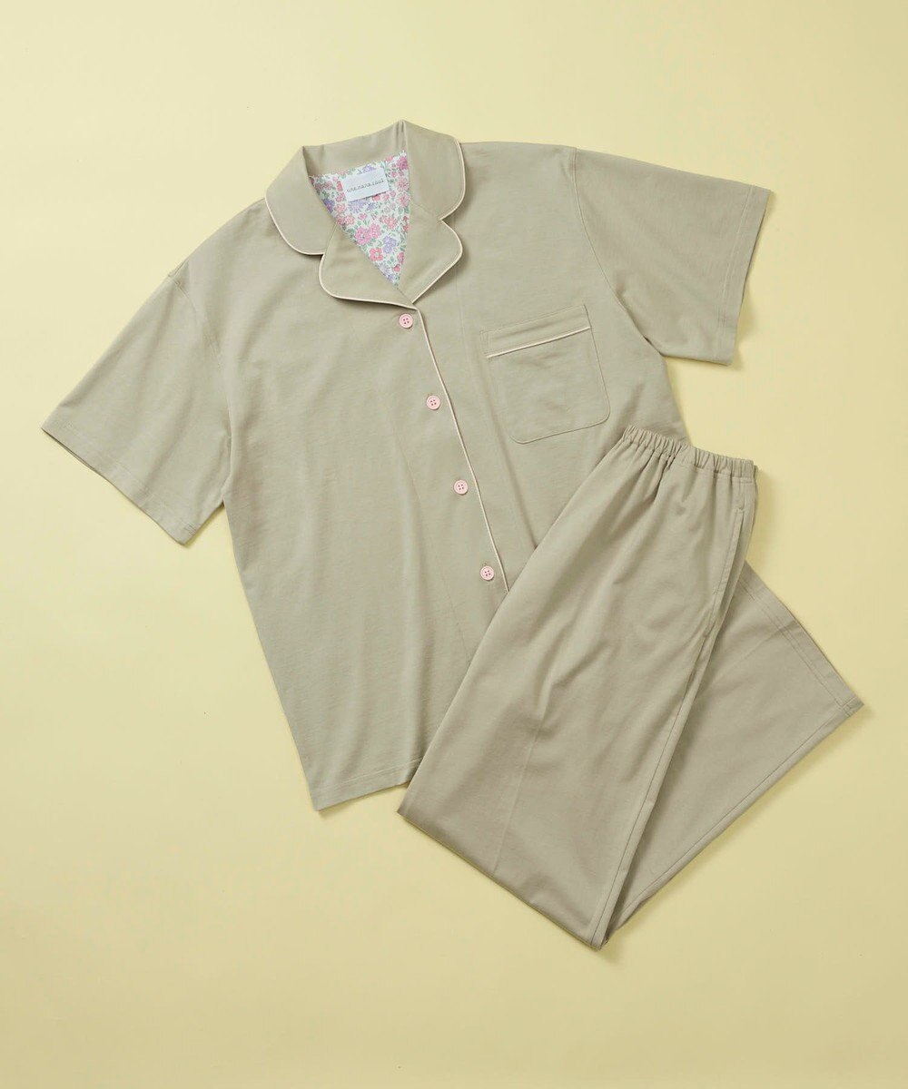 une nana cool 【綿100%】60/2 やわらか天竺 半袖開襟パジャマ MADE WITH LIBERTY FABRIC 