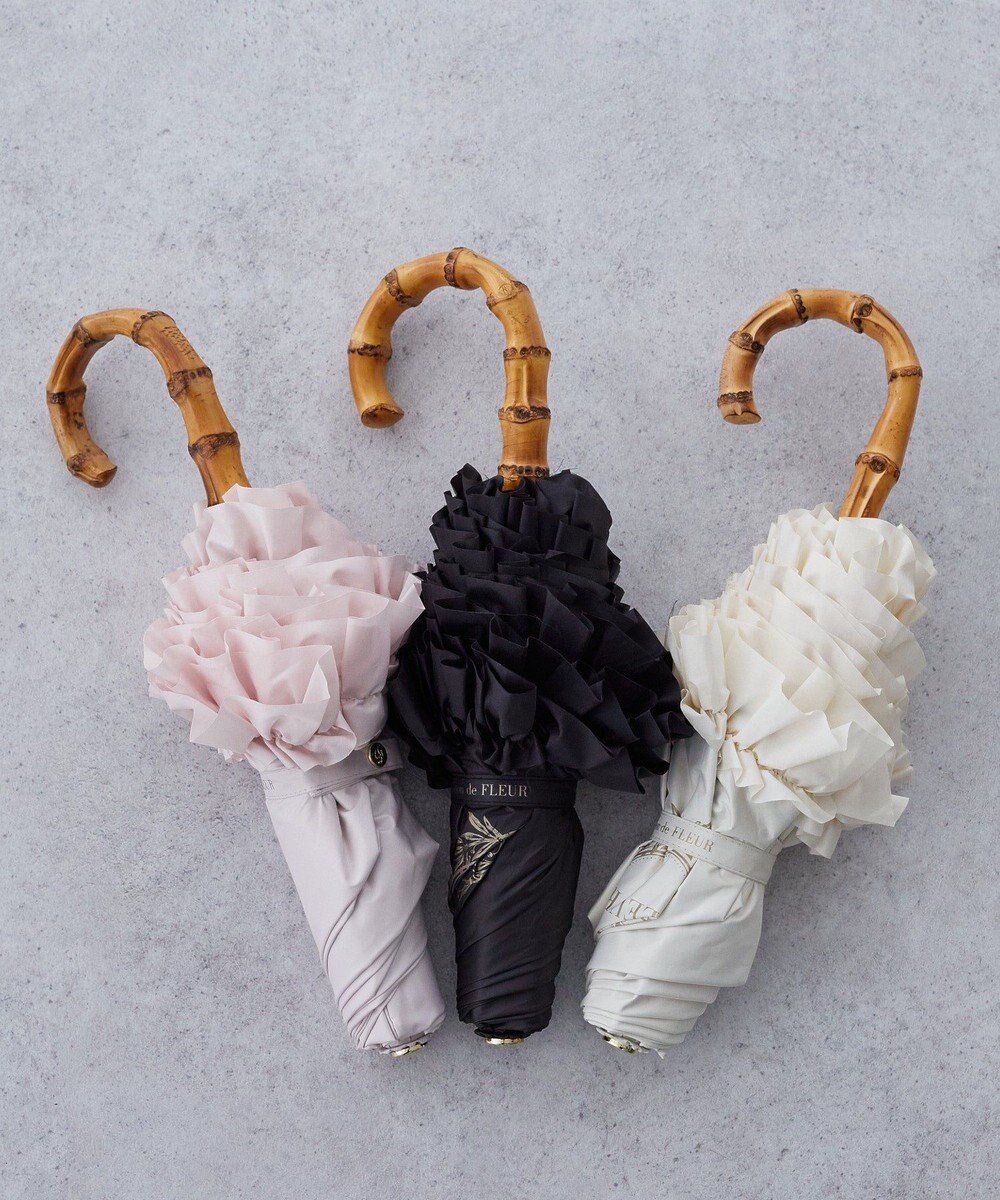 Maison de FLEUR 遮光&UV CUT フリル折りたたみ傘 