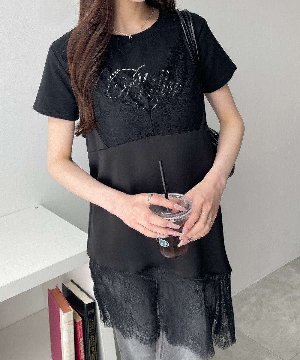 WEGO レース切替サテンキャミ 