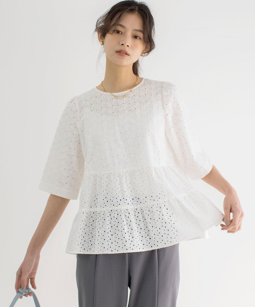 組曲 S エンブロイダリーレースフリル ブラウス 