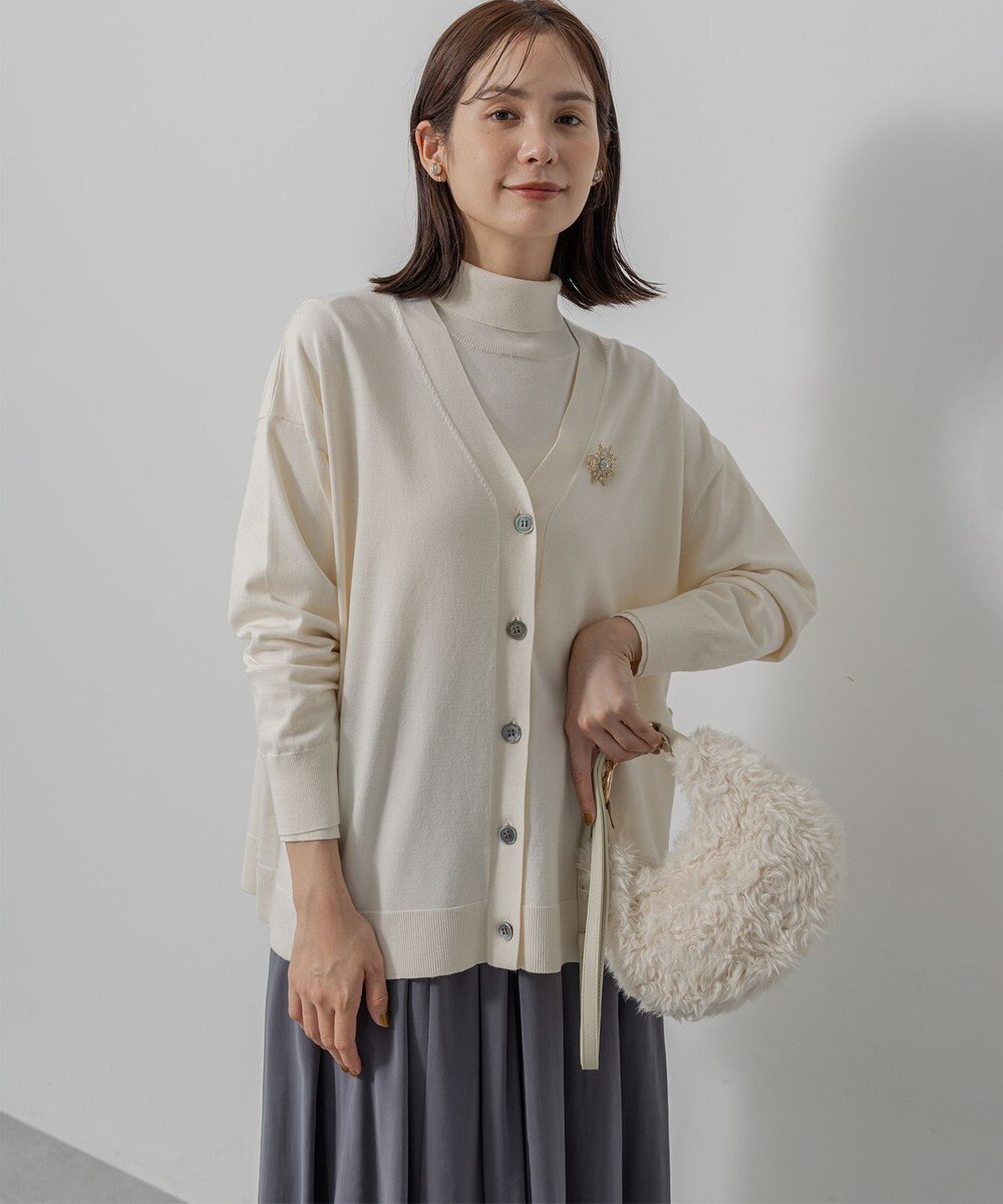 組曲 【加藤ローサさん着用 / 2WAY】スムースストレッチカシュクール カーディガン 