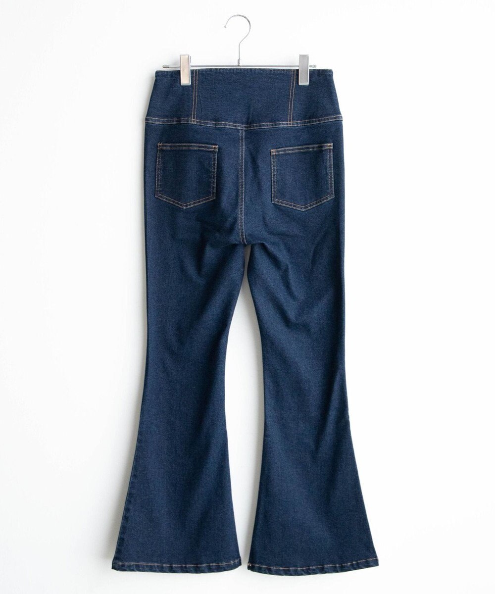 WEGO ハイウエストストレッチデニムフレアパンツ 