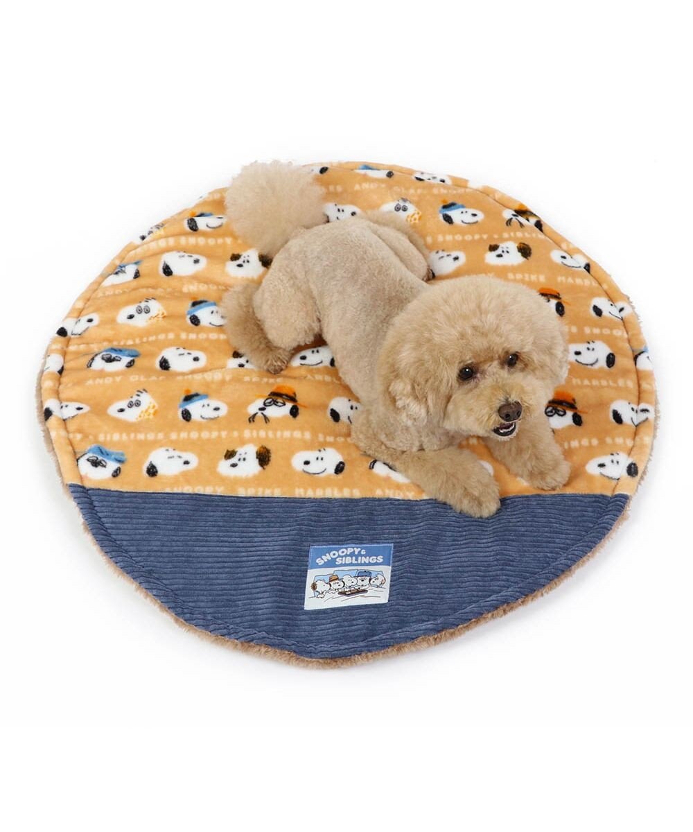 PET PARADISE スヌーピー 遠赤外線 ボアマット 《ブラザー柄》 丸型  (70cm) 