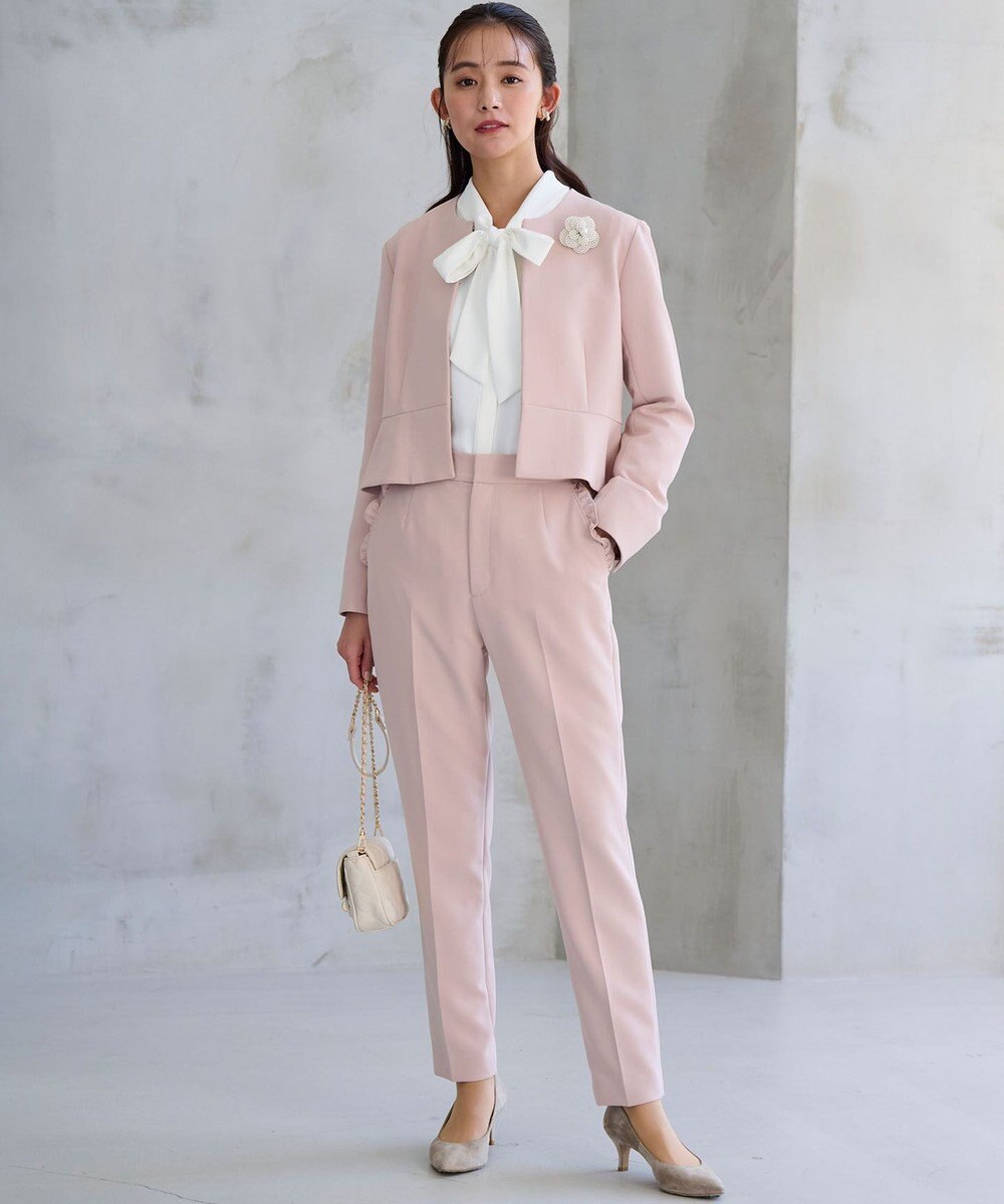 組曲 L 【KUMIKYOKU NAVY】コンフォータブルドレープ フリルテーパードパンツ 