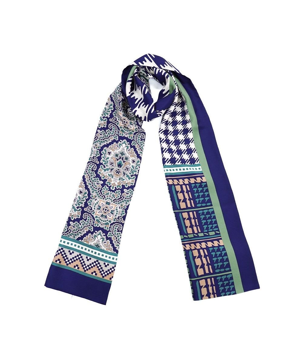 Marca ＜秋の新作！＞【Marcaオリジナル】コラージュプリント ナロースカーフ シルクツイル 