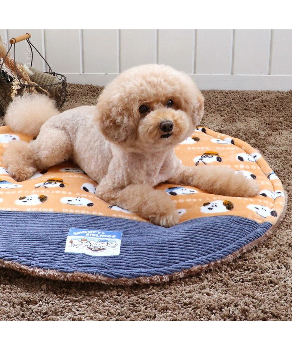 PET PARADISE スヌーピー 遠赤外線 ボアマット 《ブラザー柄》 丸型  (70cm) 