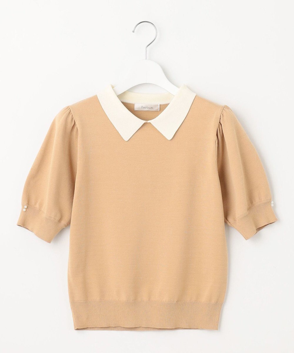 Feroux 【洗える】バイカラー襟 ニット 