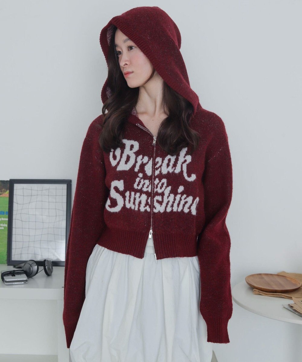 WEGO フラッフィーグラフィックジャガードニットZIPパーカー 