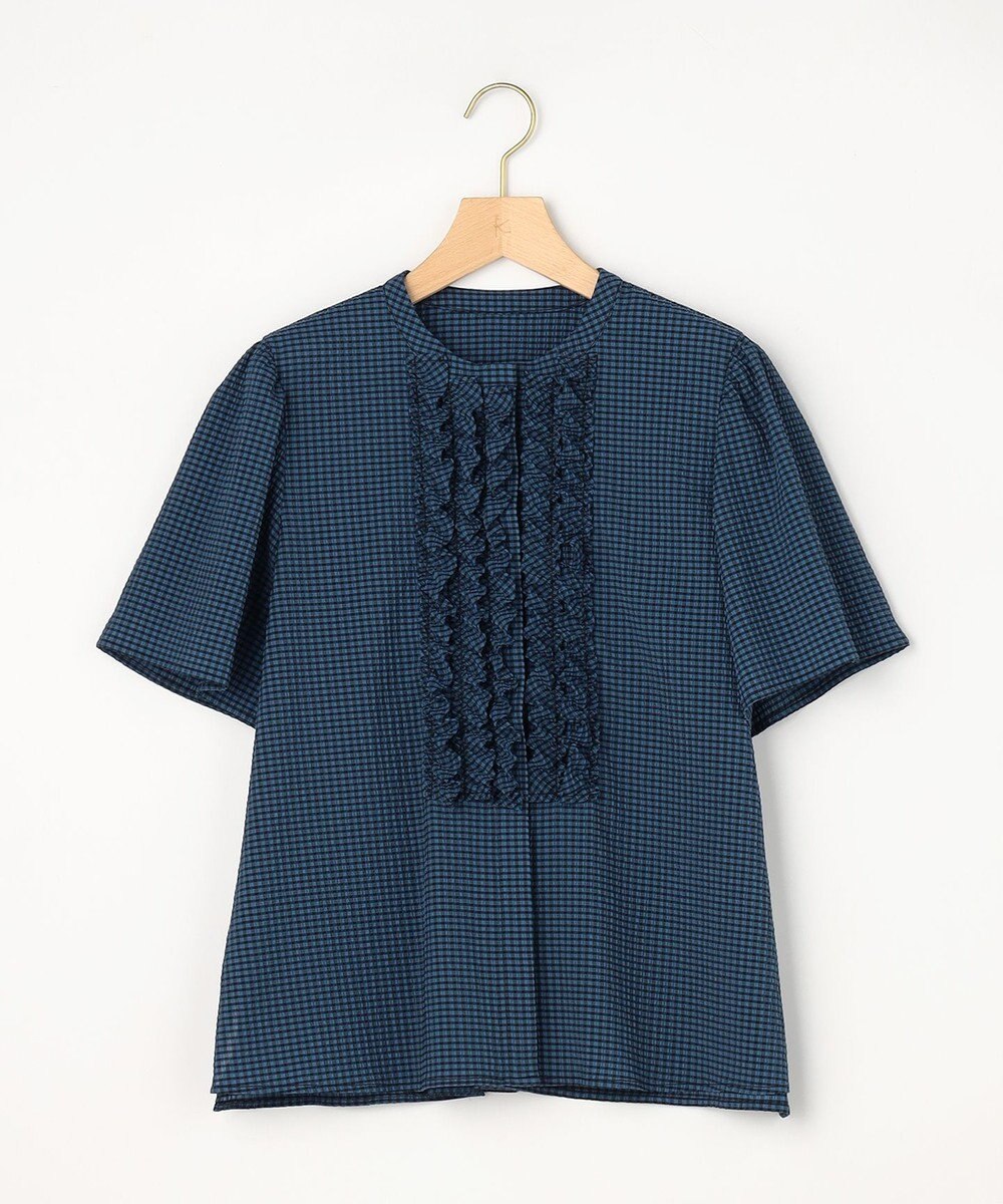 組曲 【先行予約】【WEB限定】サッカーギンガムチェック フロントフリルブラウス 