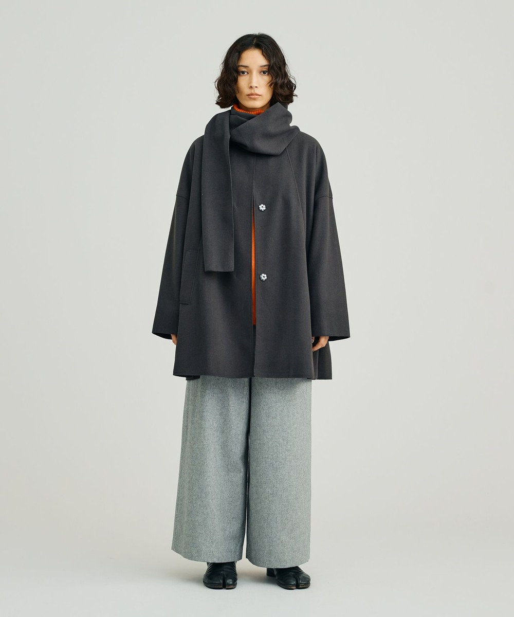 J.PRESS YORK STREET 【WOMEN】NEEDLE JERSEY マフラー付コート 