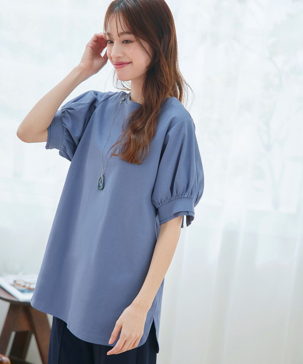 Tiaclasse 【UVケア・接触冷感】“あまラク” ボリュームパフスリーブカットソーチュニック 