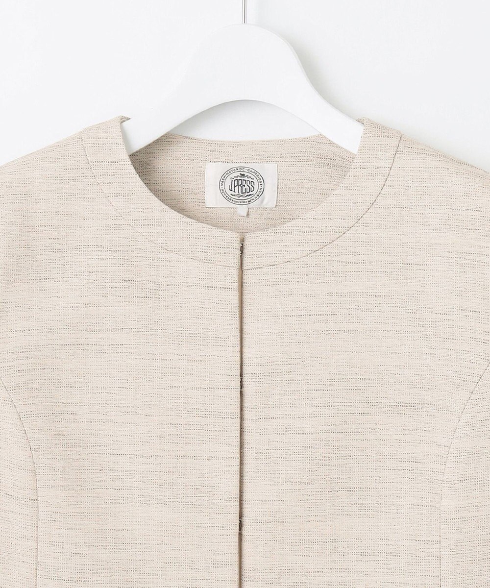 J.PRESS LADIES S ライトツイードストレッチ ノーカラー ジャケット 