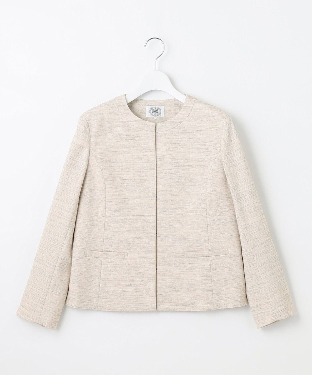 J.PRESS LADIES S ライトツイードストレッチ ノーカラー ジャケット 