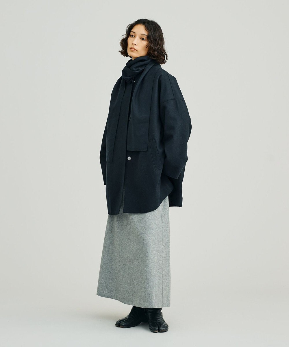 J.PRESS YORK STREET 【WOMEN】NEEDLE JERSEY マフラー付コート 