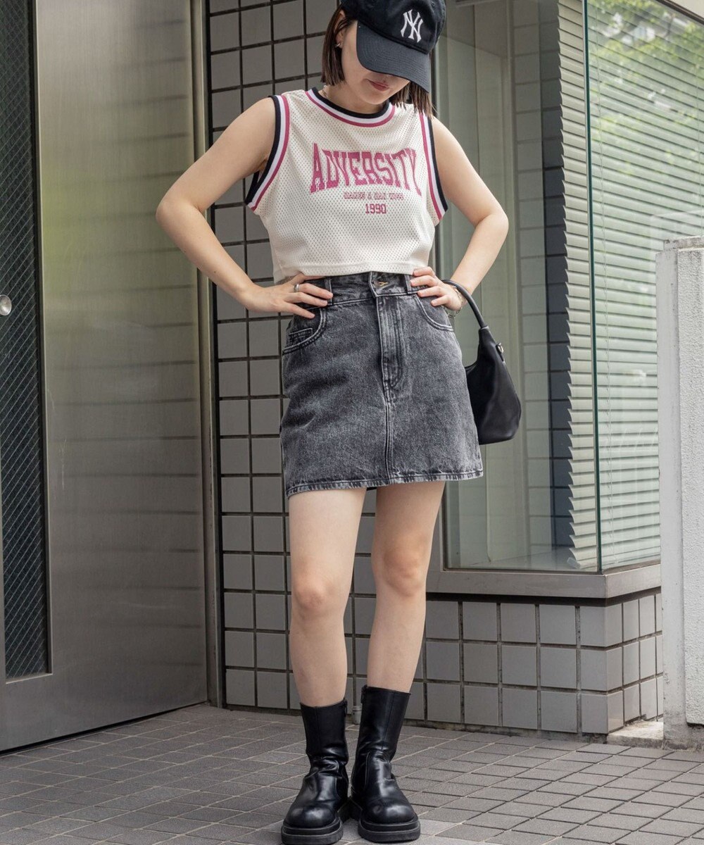 WEGO ロゴプリントメッシュタンク 