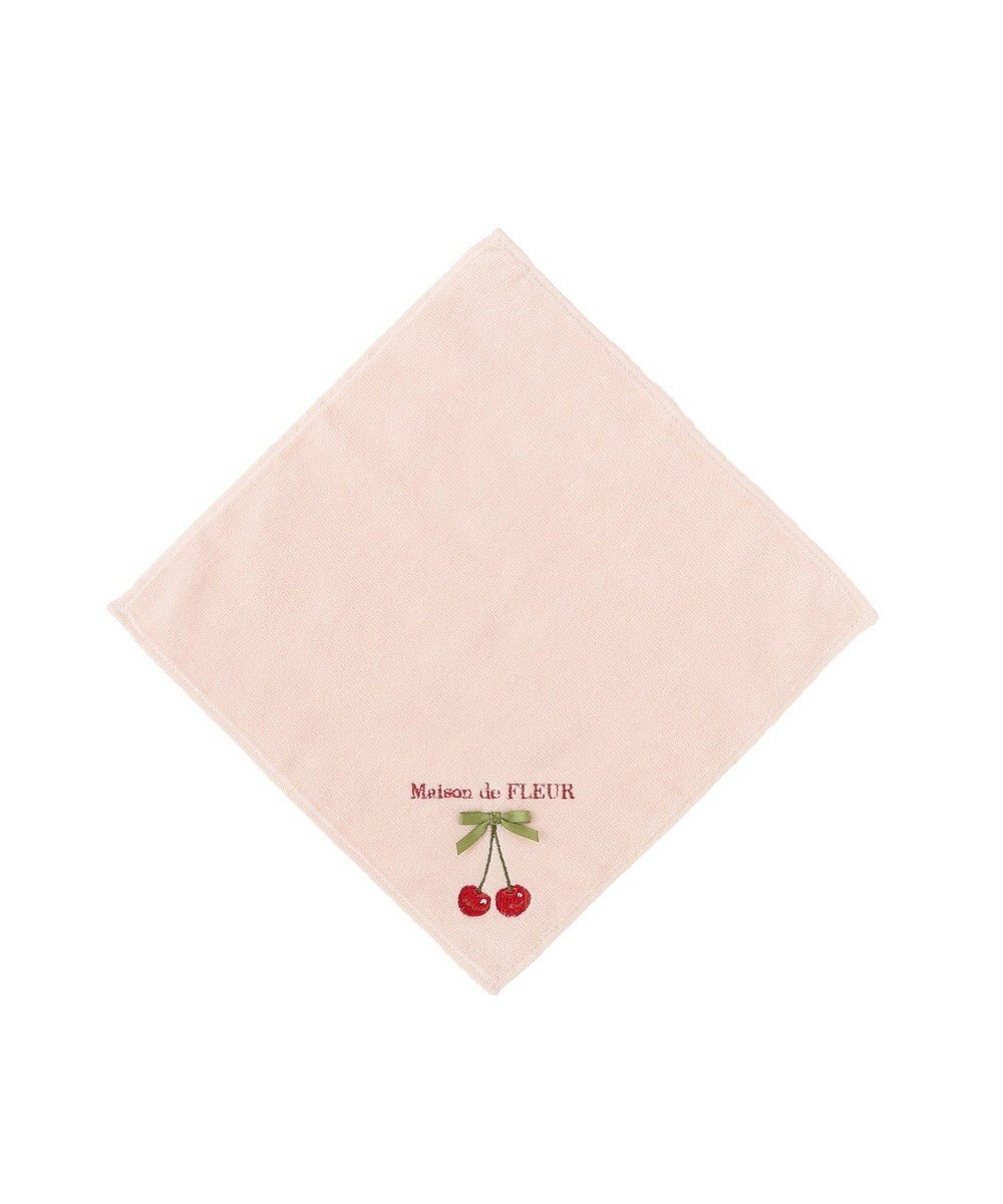Maison de FLEUR チェリー刺繍タオルハンカチ 