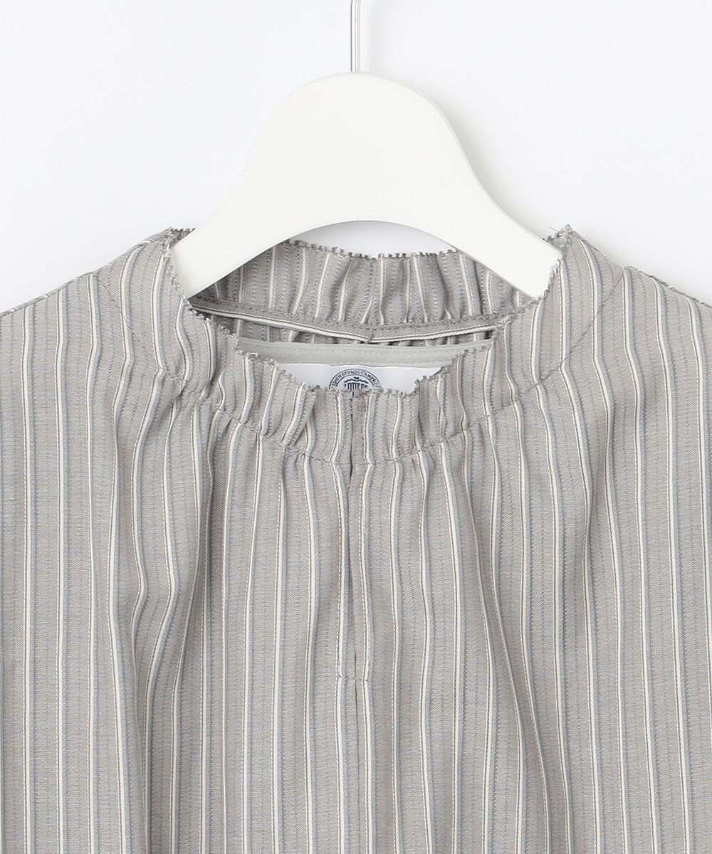 J.PRESS LADIES L プロビスストライプチェック フリルネック カットソー 