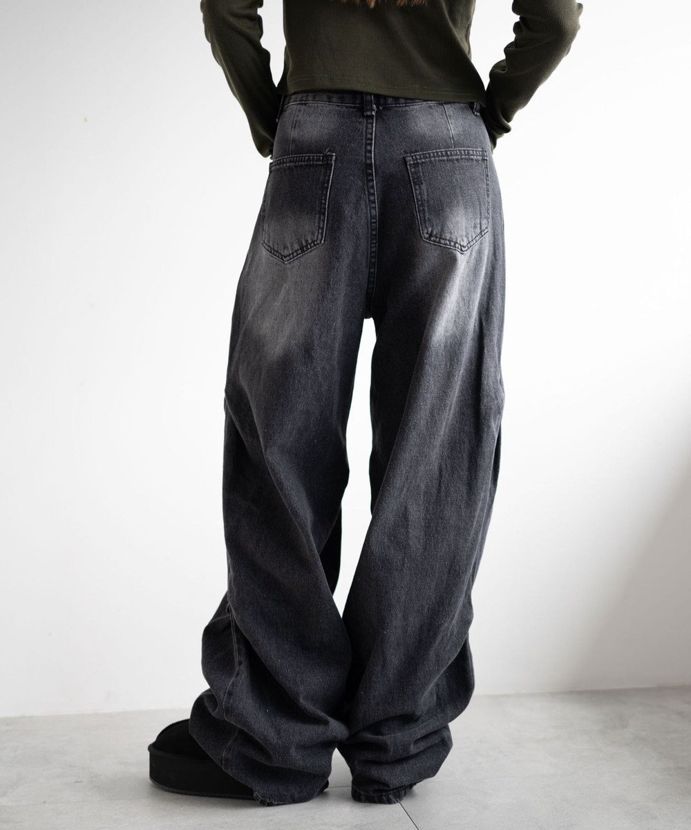 WEGO ドロストコードフレアデニム 