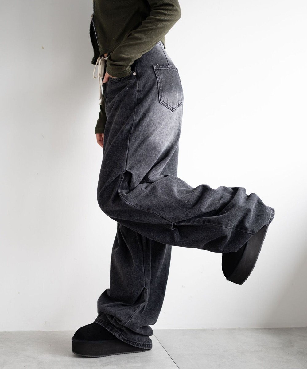 WEGO ドロストコードフレアデニム 