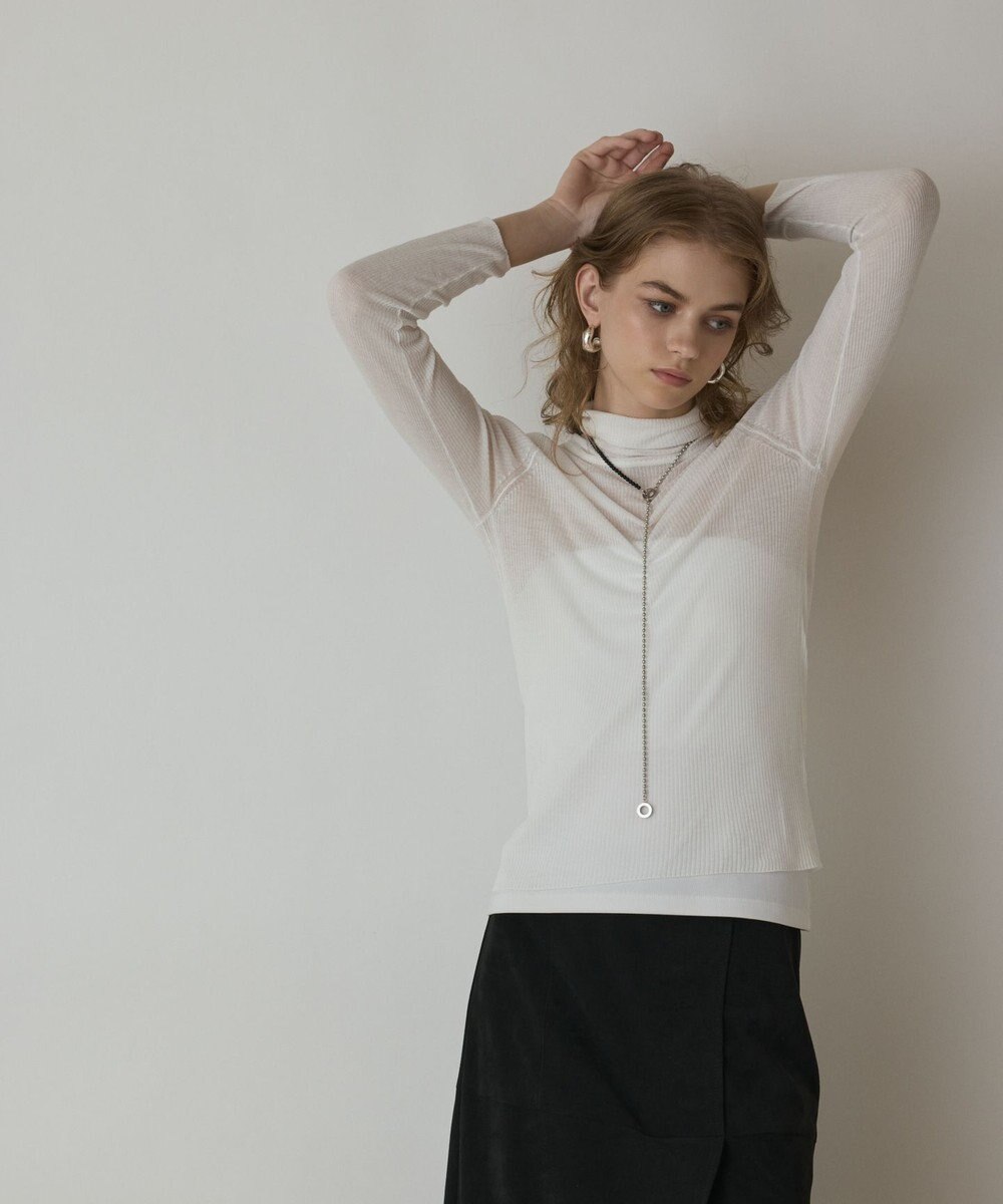 GRACE CONTINENTAL シアーリブニットトップ 
