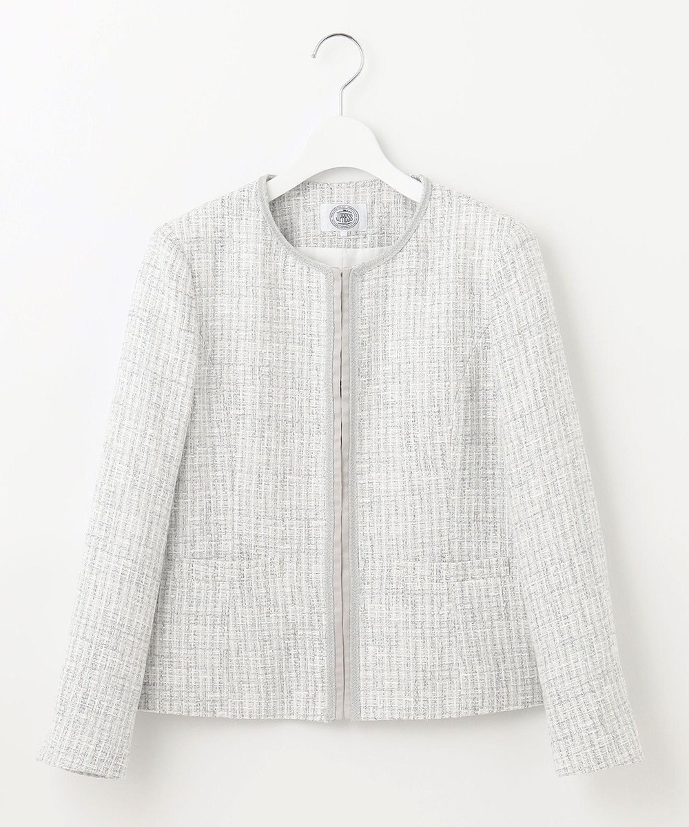 J.PRESS LADIES ファンシーツイード ノーカラー ジャケット 
