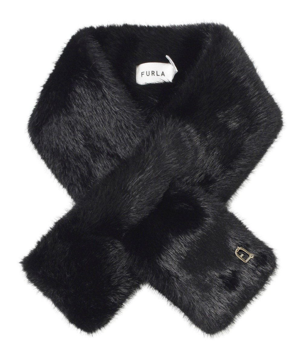 MOONBAT FURLA（フルラ）差し込みファーティペット マフラー アーチロゴ フェイクファー 