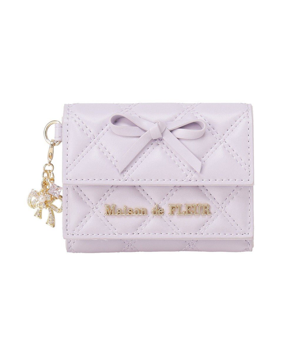 Maison de FLEUR リボンチャームキルティングプチウォレット 