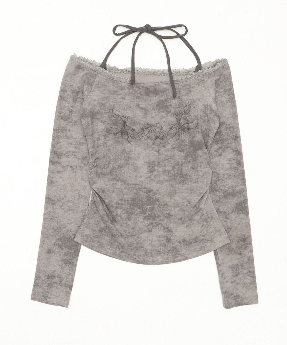 WEGO グラフィックオフショルレーストップ 