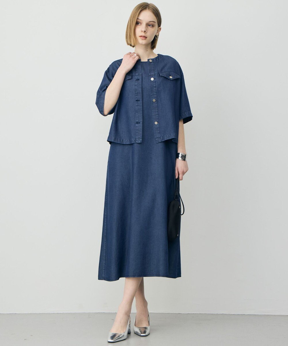 ICB L ナチュラルソフトデニム ノースリーブワンピース 