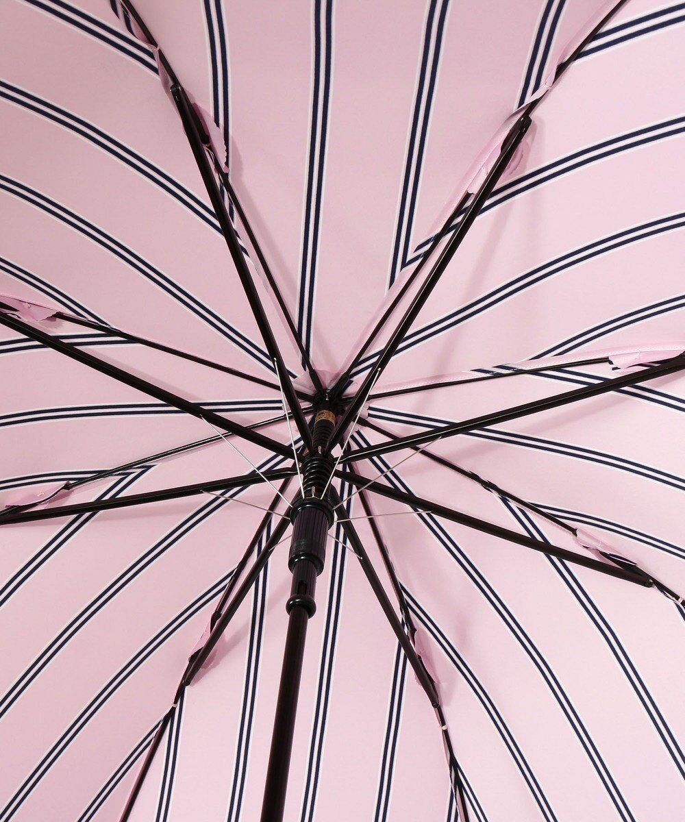 MOONBAT 【雨傘】ランバン オン ブルー(LANVIN en Bleu) ストライプ リボンプリント 長傘 耐風傘 ジャンプ式 