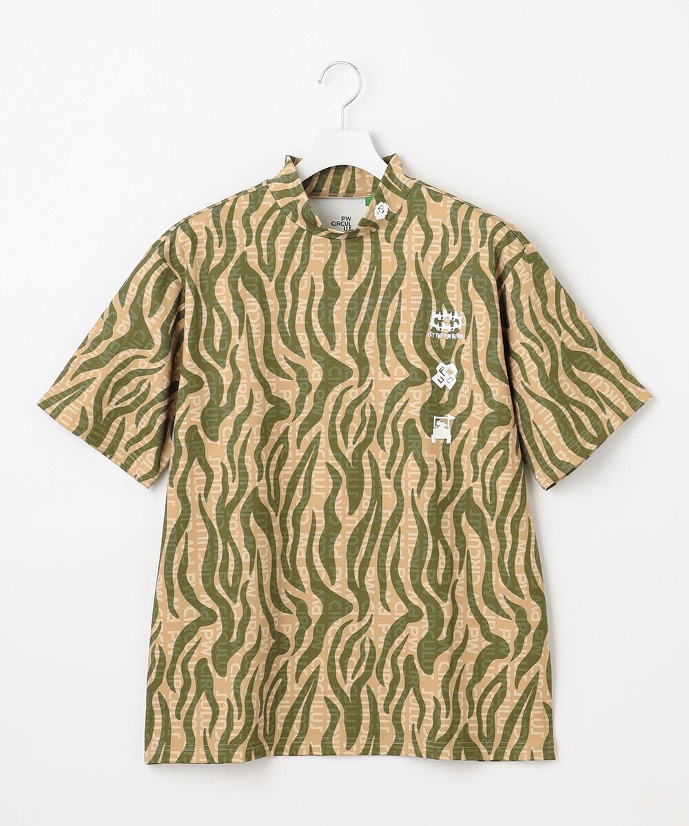 PW CIRCULUS 【UV遮蔽率99.5%  UVカット/速乾/ストレッチ】【MEN】ストライプカモフラ モックT ゴルフ 