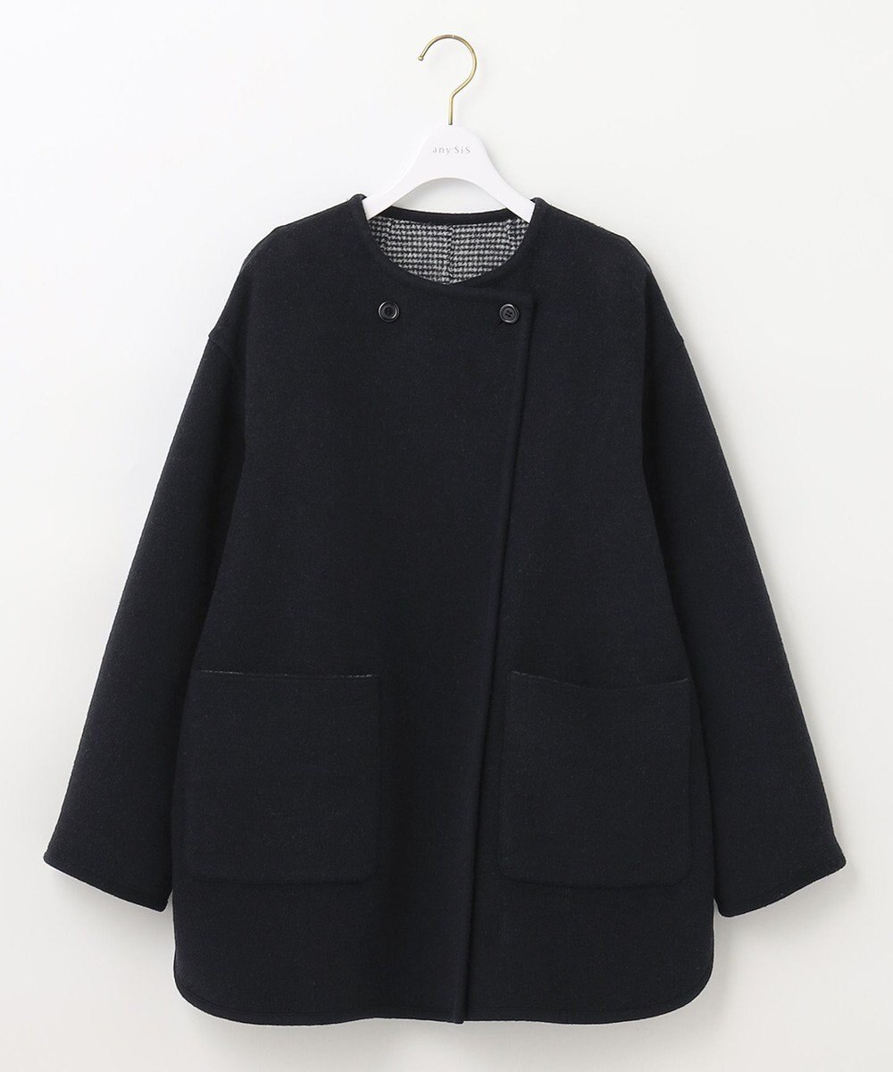 ANY SIS トリミングウールリバー コート 