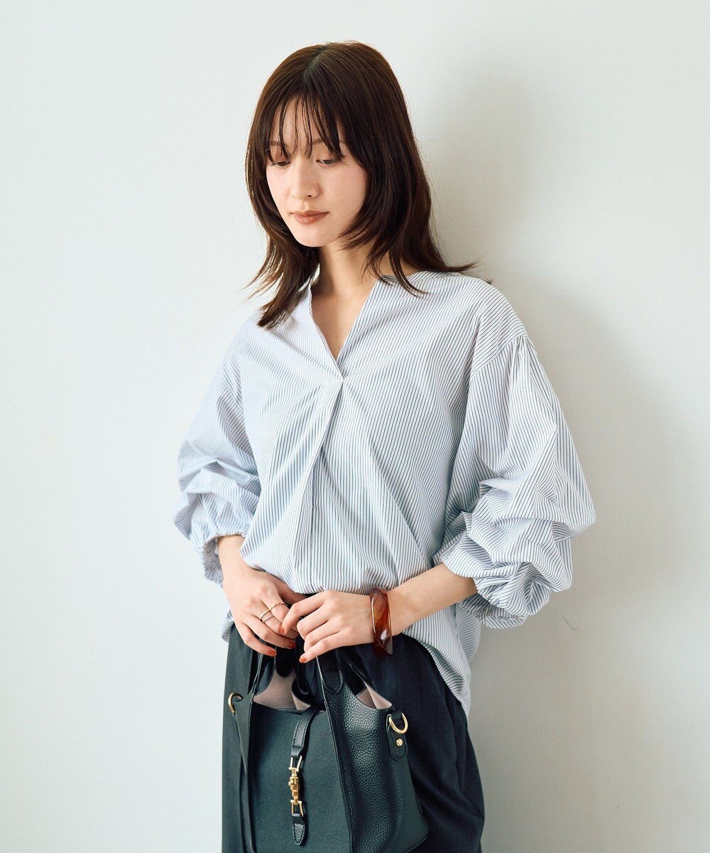 YECCA VECCA タックスリーブスキッパーブラウス 