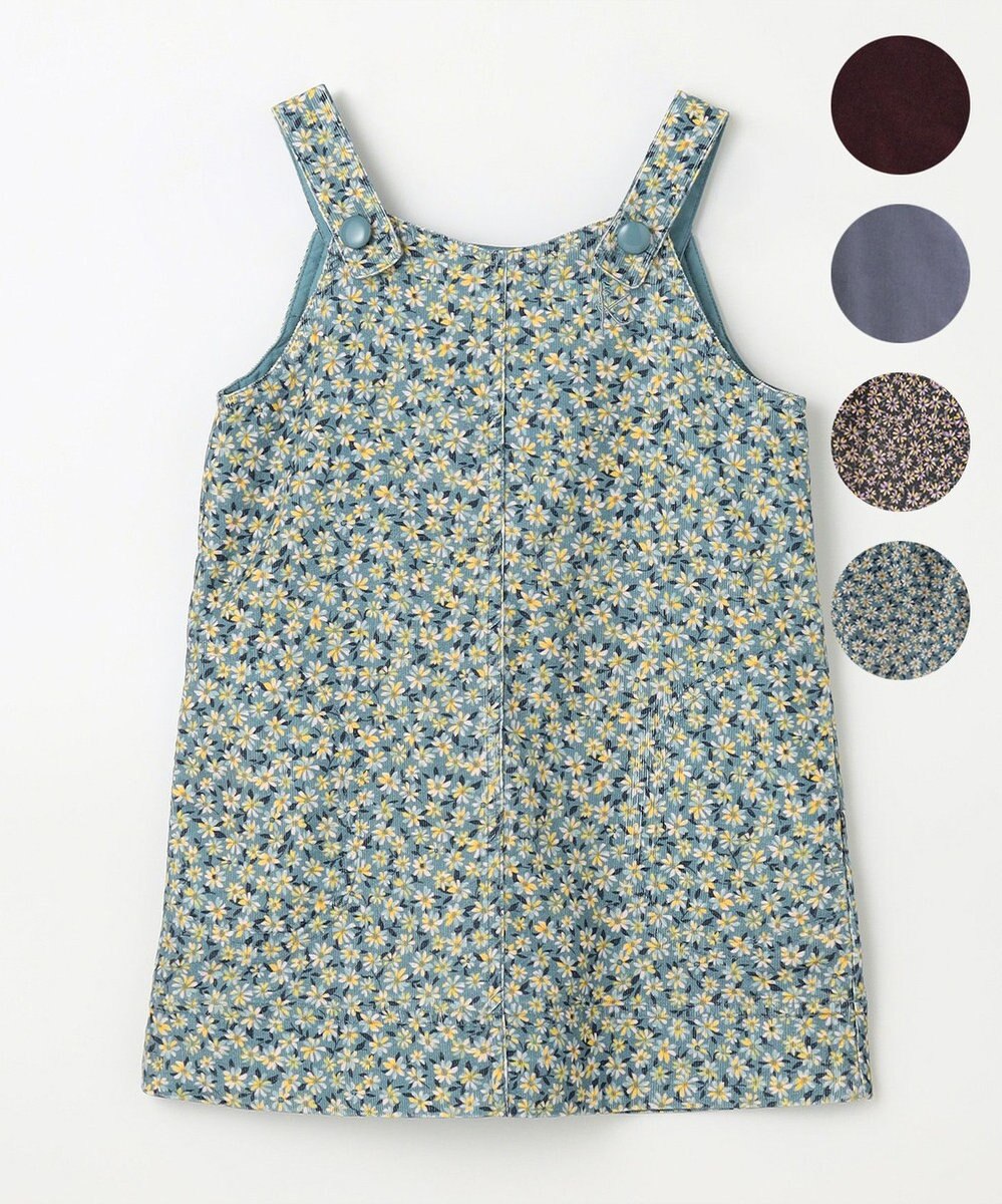組曲 KIDS 【100㎝】モノトーンフラワーコーデュロイ ワンピース 