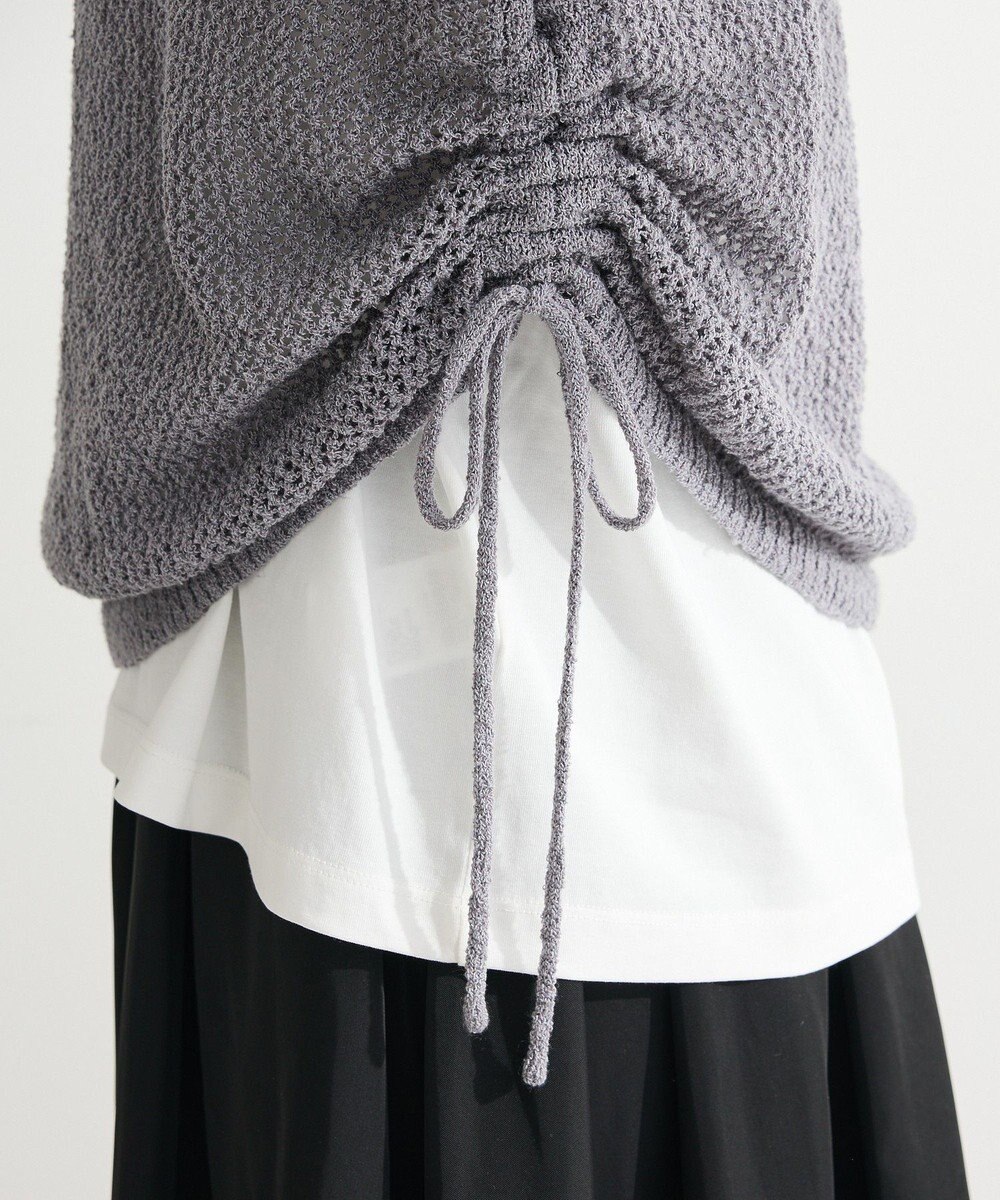 Green Parks サイドシャーリング透かし編みニットプルオーハ 