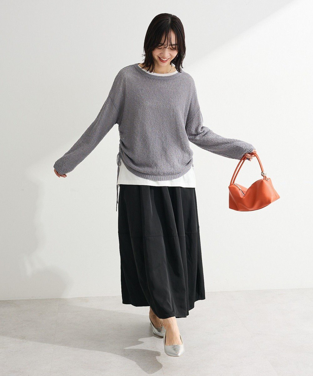 Green Parks サイドシャーリング透かし編みニットプルオーハ 