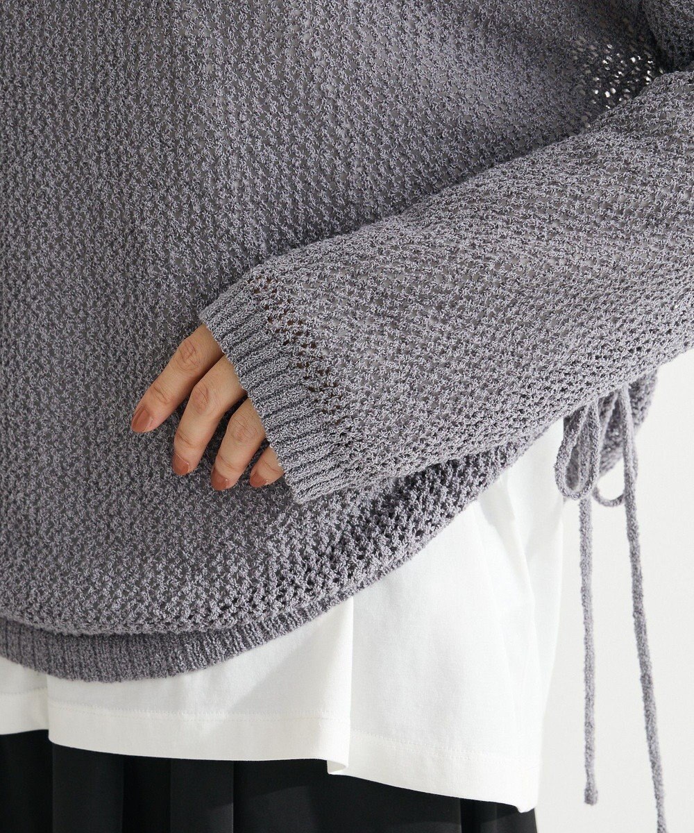 Green Parks サイドシャーリング透かし編みニットプルオーハ 