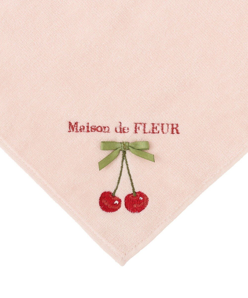 Maison de FLEUR チェリー刺繍タオルハンカチ 