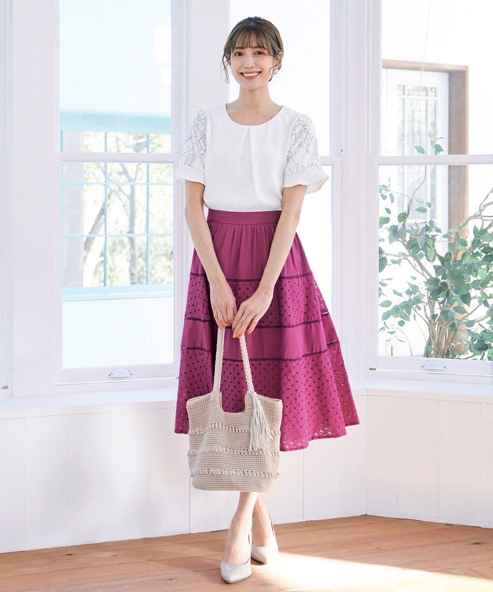 Tiaclasse L 【新色追加・洗える】幅広く活躍が期待できるレース切替スカート 