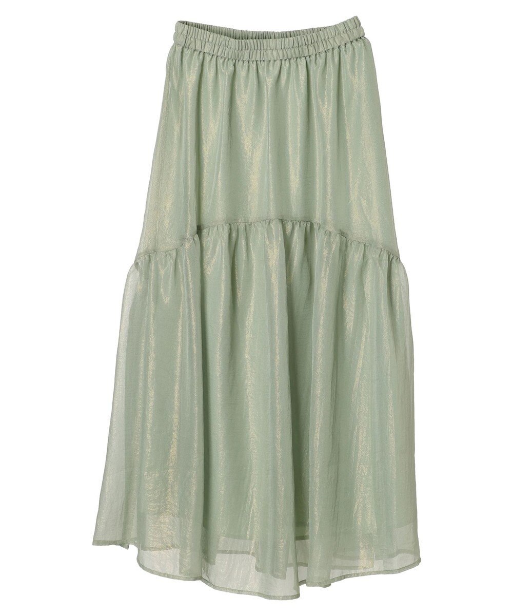 YECCA VECCA 箔プリントシアーギャザースカート 