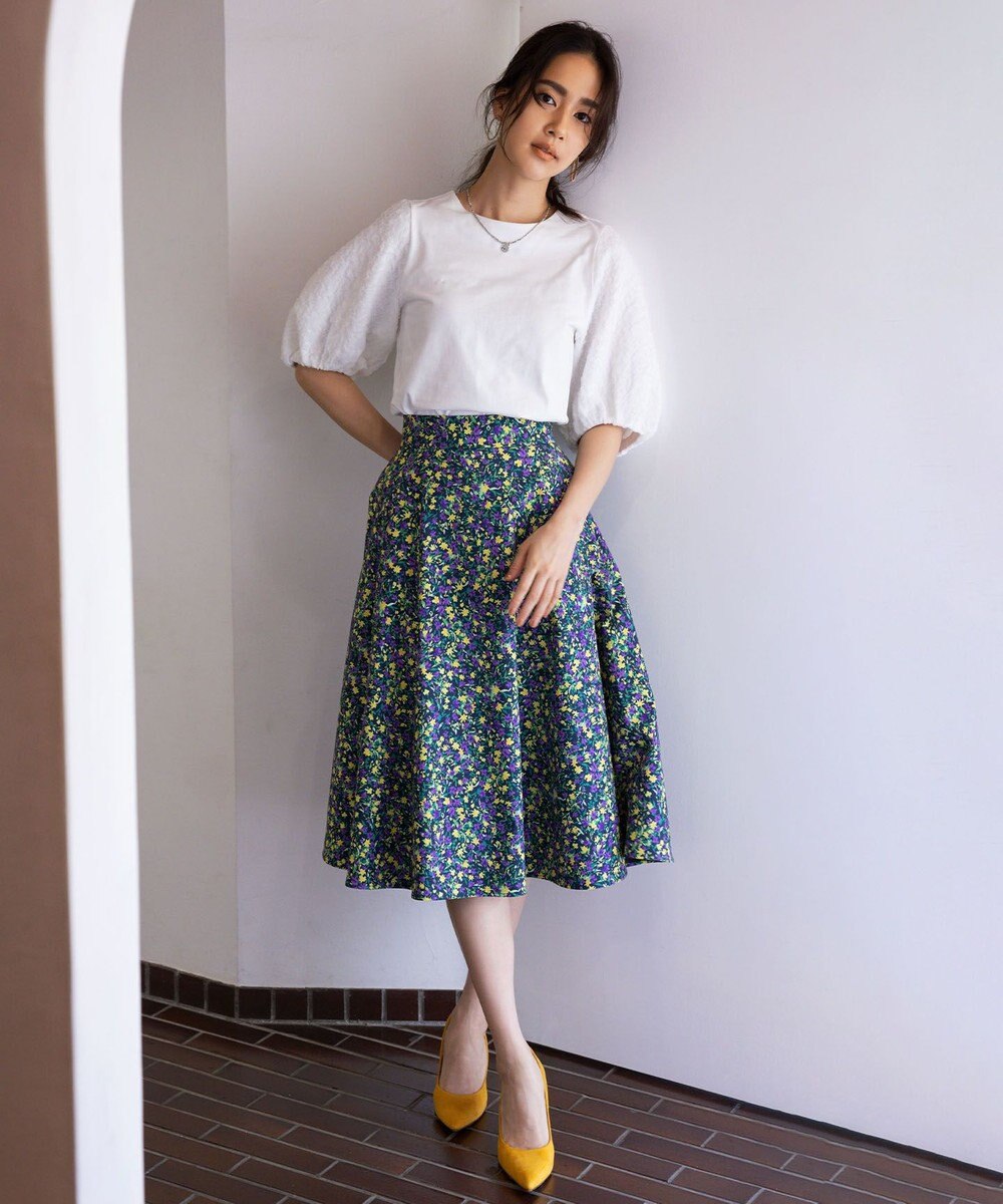 組曲 【洗える】レリーフスリーブジャージー カットソー 