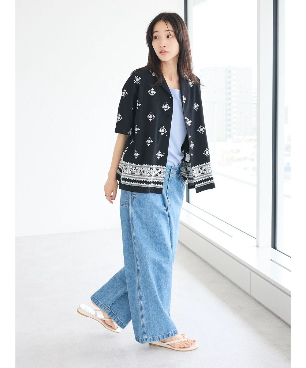 CRAFT STANDARD BOUTIQUE パネル刺繍開襟シャツ 