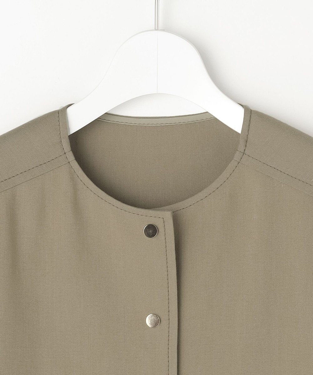 自由区 【カタログ掲載・セットアップ対応】リネンストレッチノーカラー ジャケット 