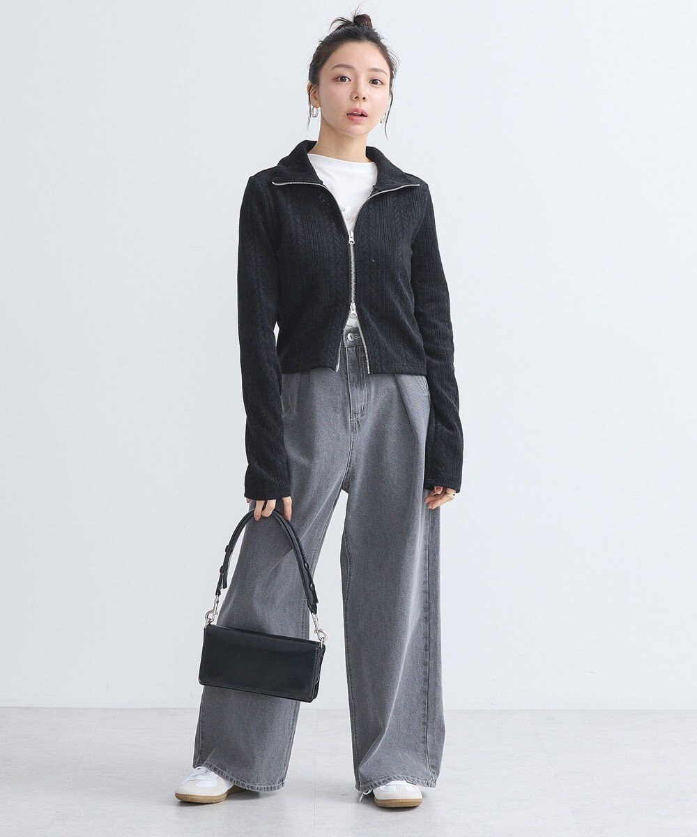 earth music&ecology ベロアケーブルＺｉｐカーディガン 