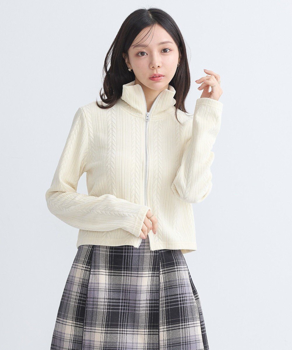 earth music&ecology ベロアケーブルＺｉｐカーディガン 