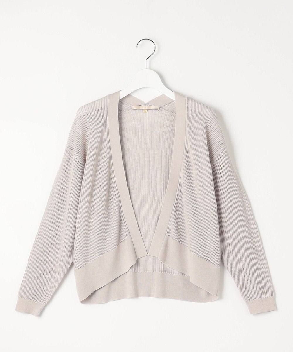 自由区 【洗える・XSサイズあり】ハイツイストコットンアセテートメッシュ カーディガン 