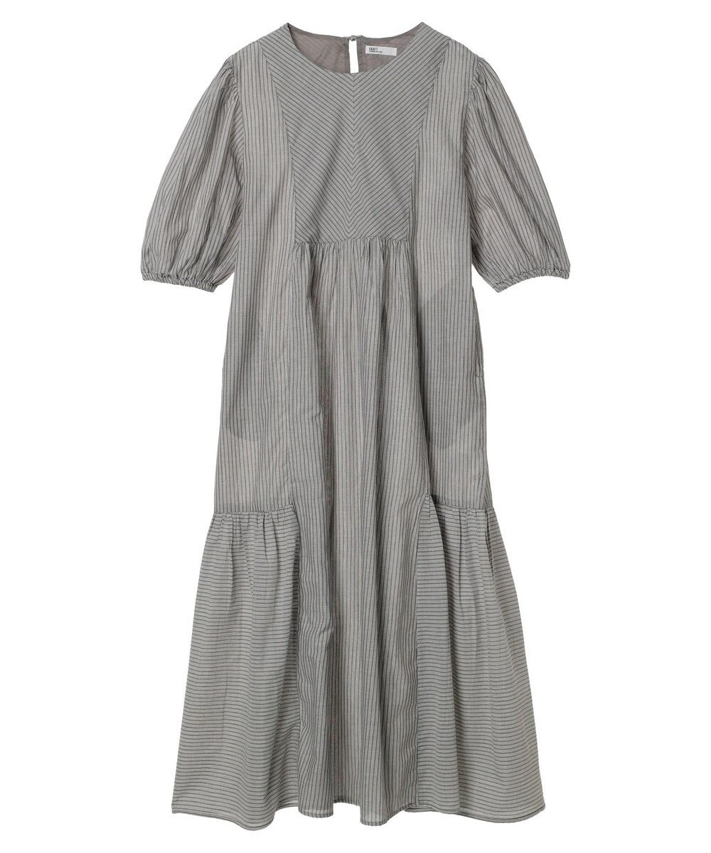 CRAFT STANDARD BOUTIQUE インド綿パフスリーブギャザーワンピース 