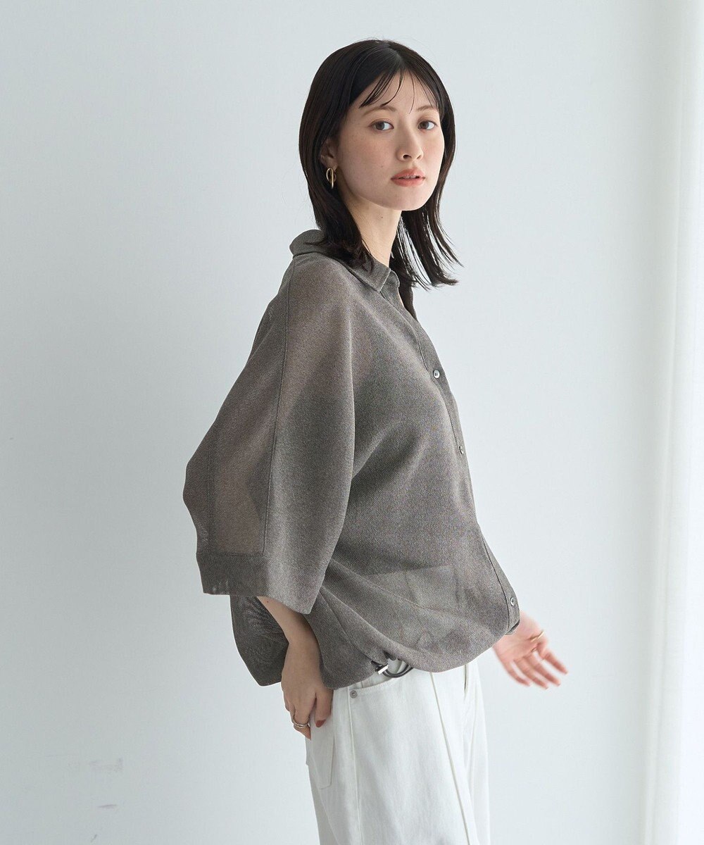 YECCA VECCA 　裾ドロストメッシュシャツ 